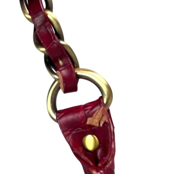 Vintage Y2K Tommy Hilfiger Red Fold Over Mini Bag Chain Strap Croc Embossed - Picture 8 of 8